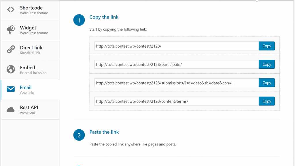 Direct links for email integration