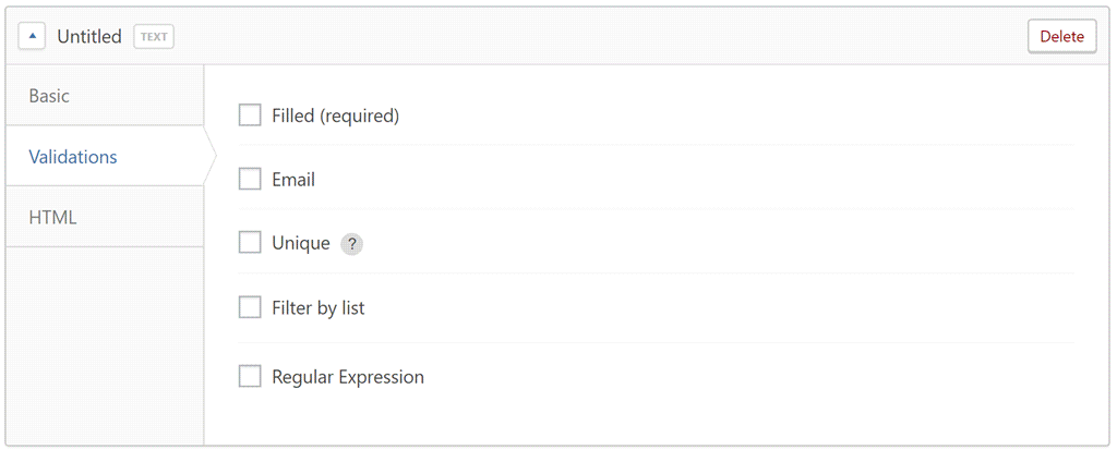 Custom field validation rules