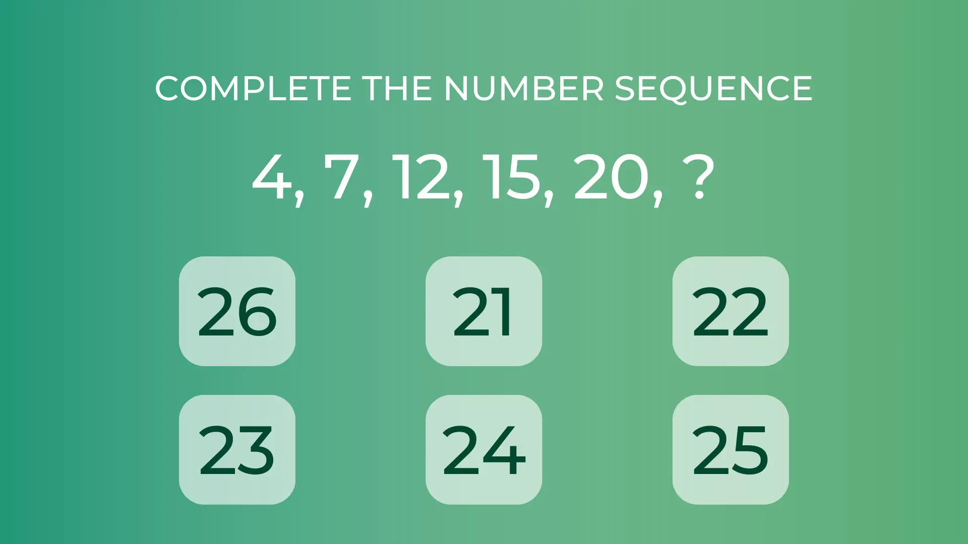 An example of a Numerical IQ Quiz question (complete the number in the sequence)