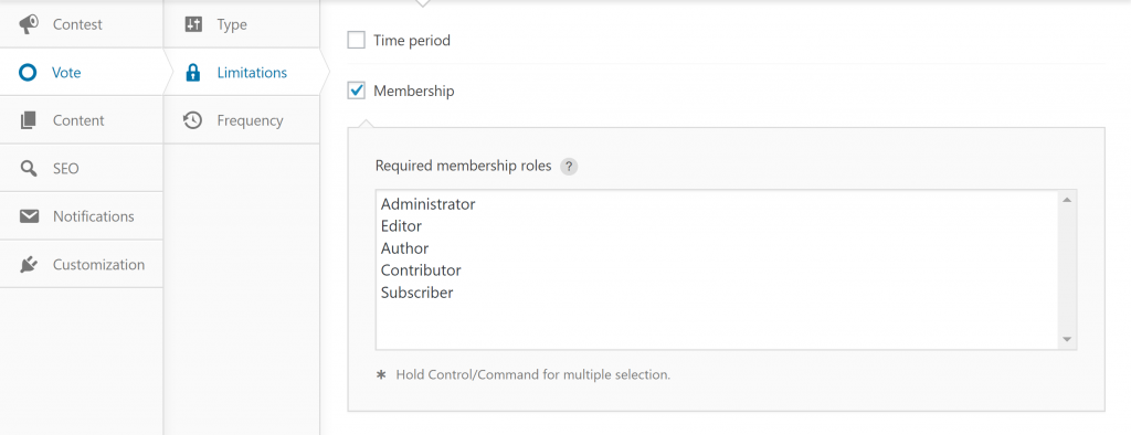 Membership limitation