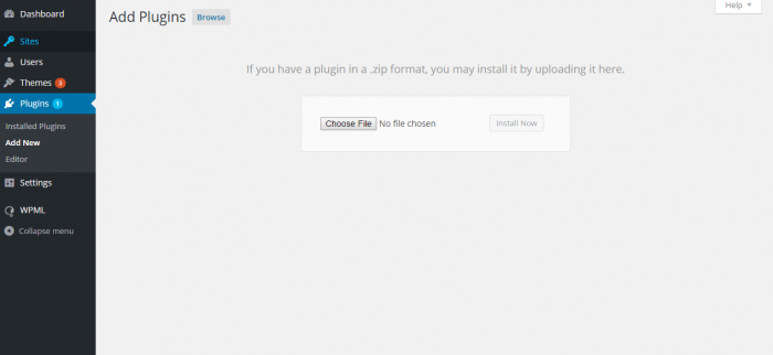 Plugin installation screen in WordPress