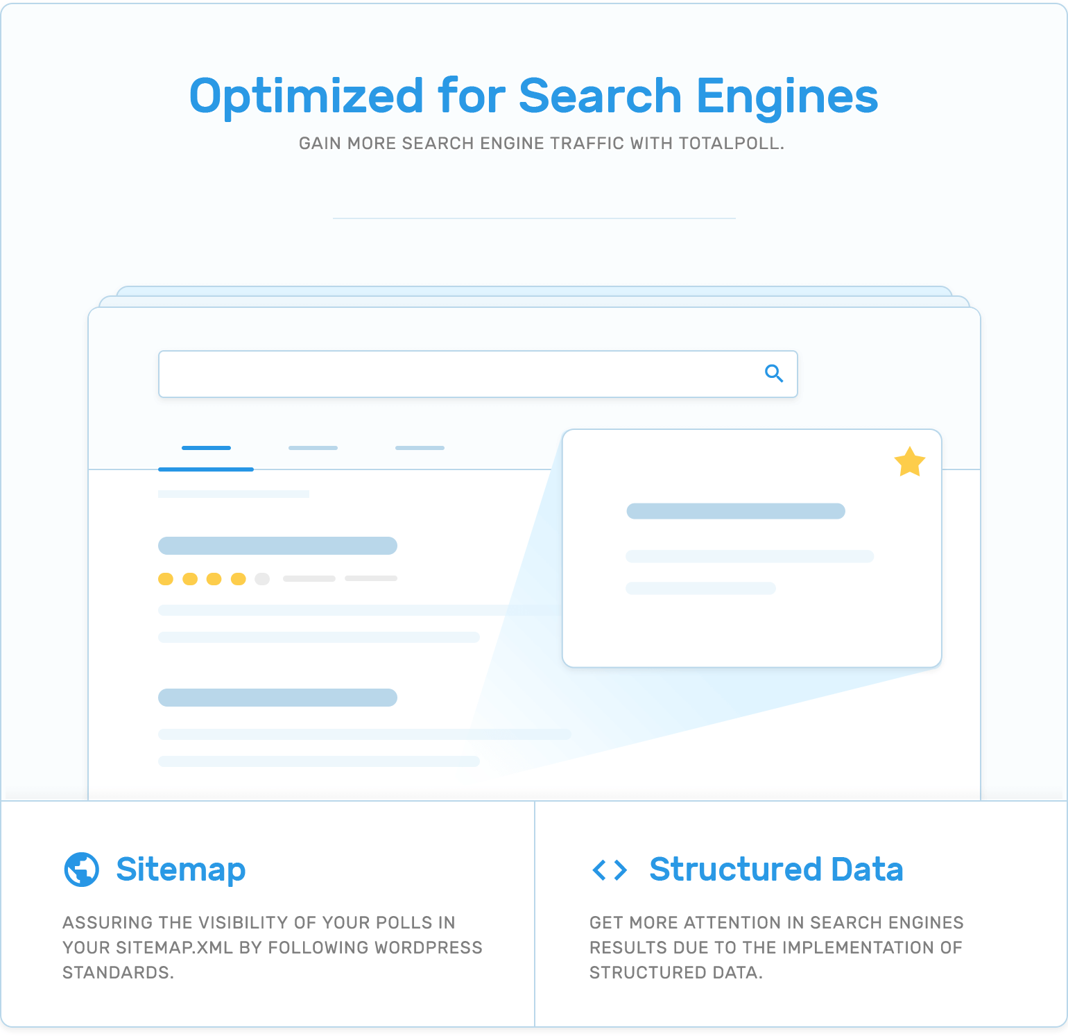 Search engines optimization (SEO), sitemap and structured data in TotalPoll WordPress poll plugin.