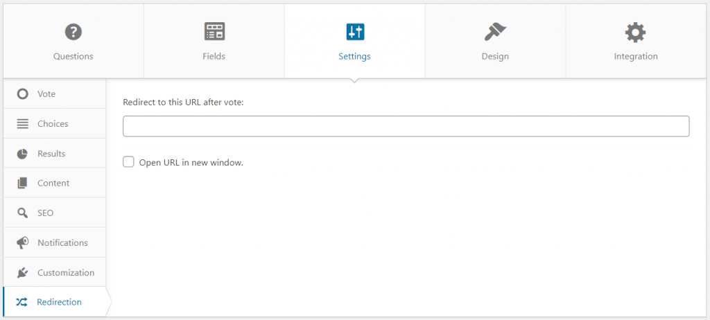 TotalPoll Redirection extension settings