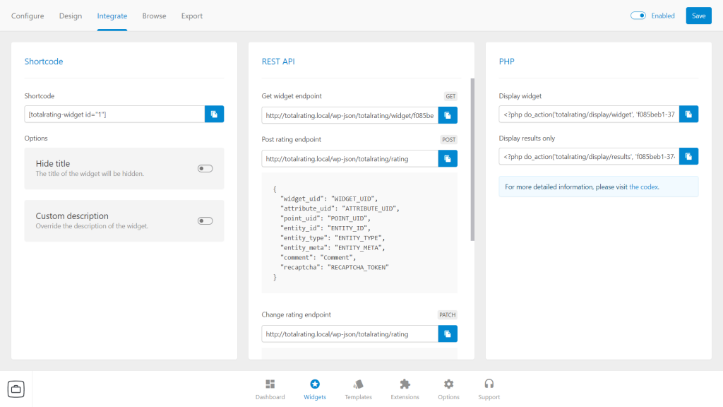 TotalRating integrations