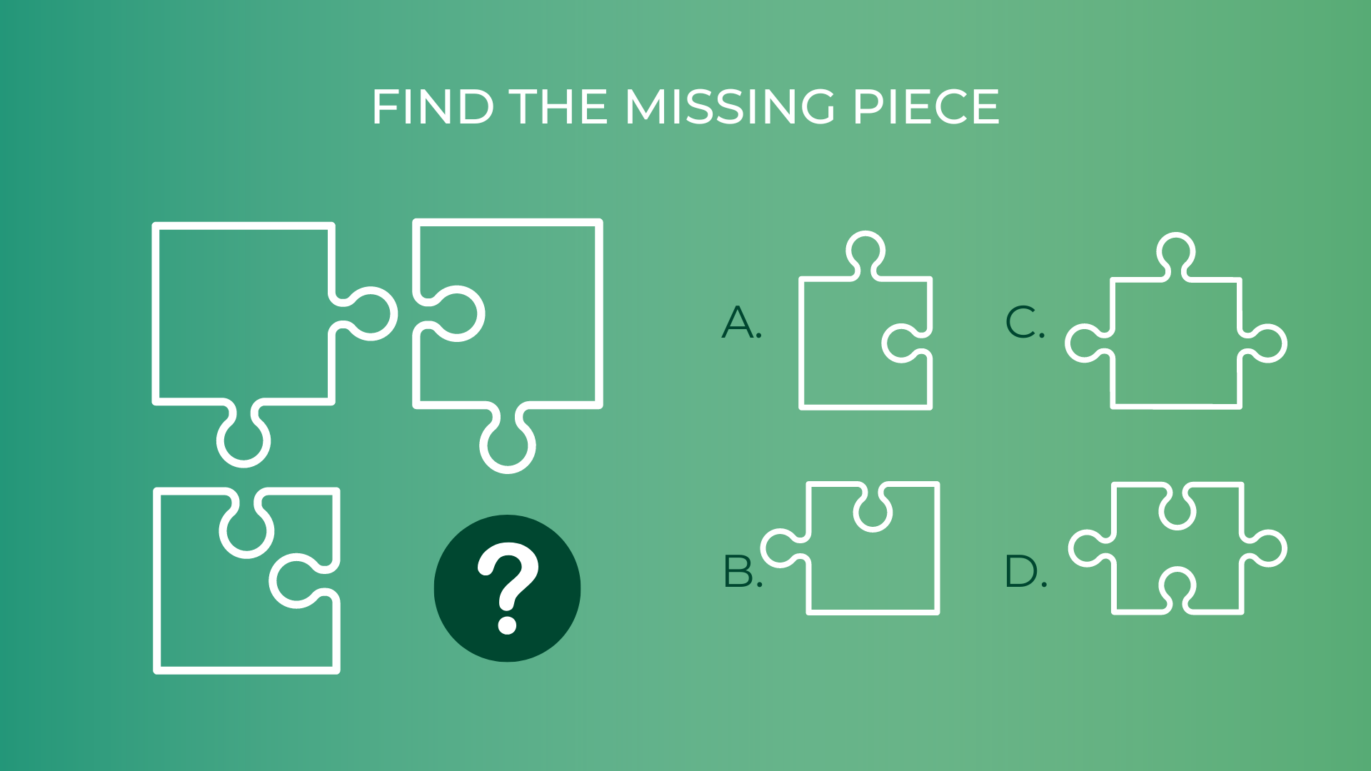 An Abstract Reasoning IQ quiz question (find the missing piece of the puzzle)