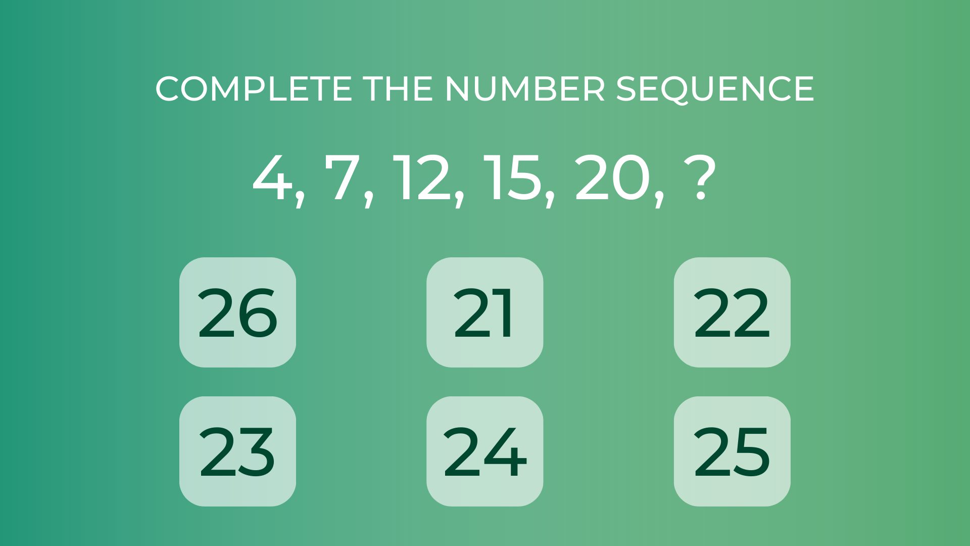 An example of a Numerical IQ Quiz question (complete the number in the sequence)