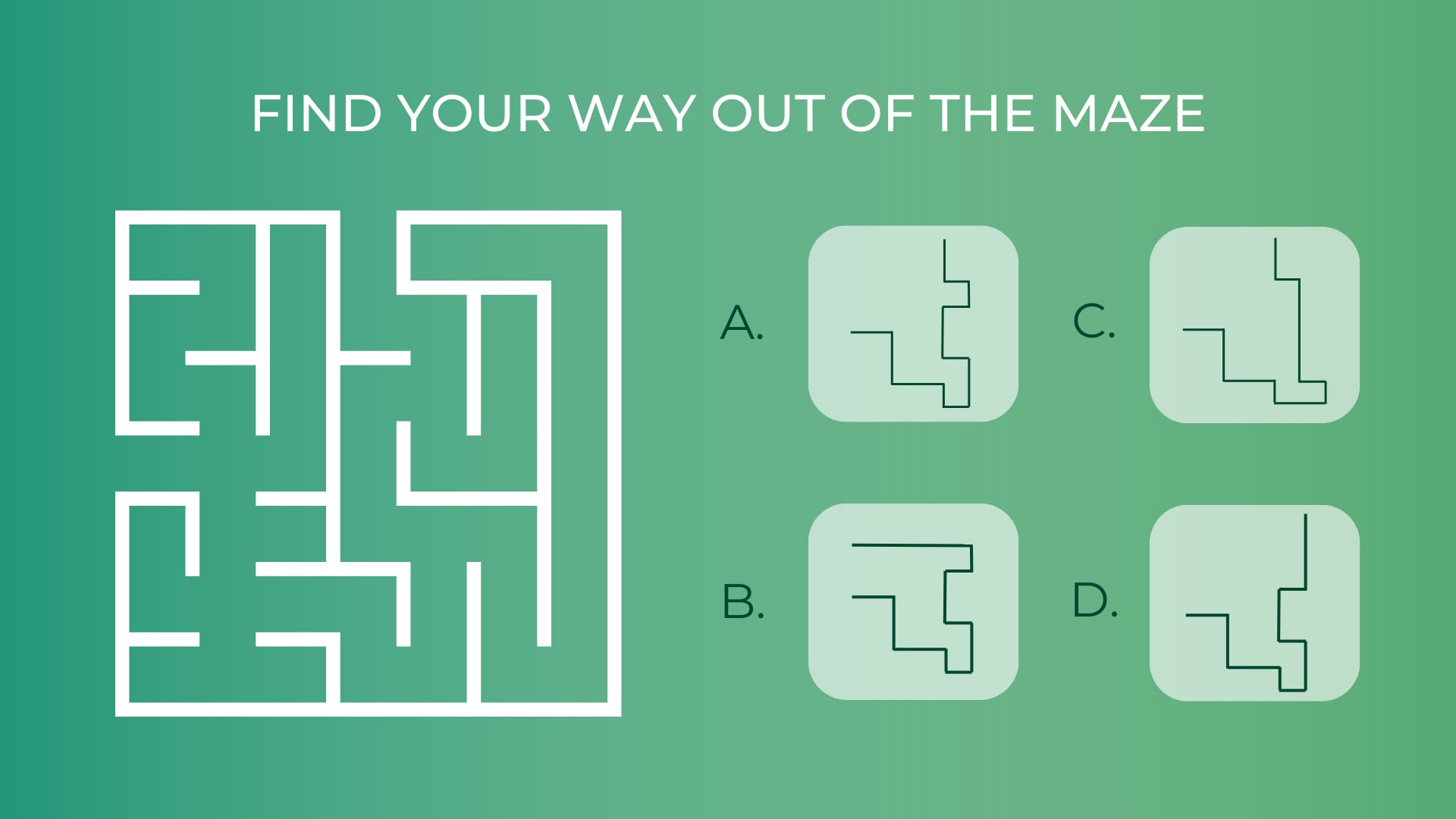 Example of Logic based IQ quiz question (maze showing routes)